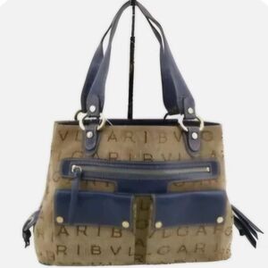 Bulgari Cream and Tan Shoulder Bag with Elegant Design